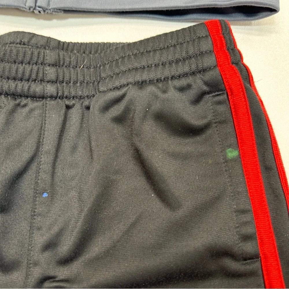 Adidas Two Piece Track Suit Pants Zip Up Jacket Black Gray Red Boys Size 3T